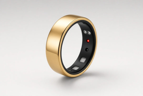 The Boreal Ring in gold, a smart wellness ring, studio product shot